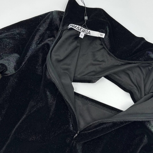 Pam & Gela Velvet Cut Out Iridescent Mini Dress Black Size small - Picture 9 of 11